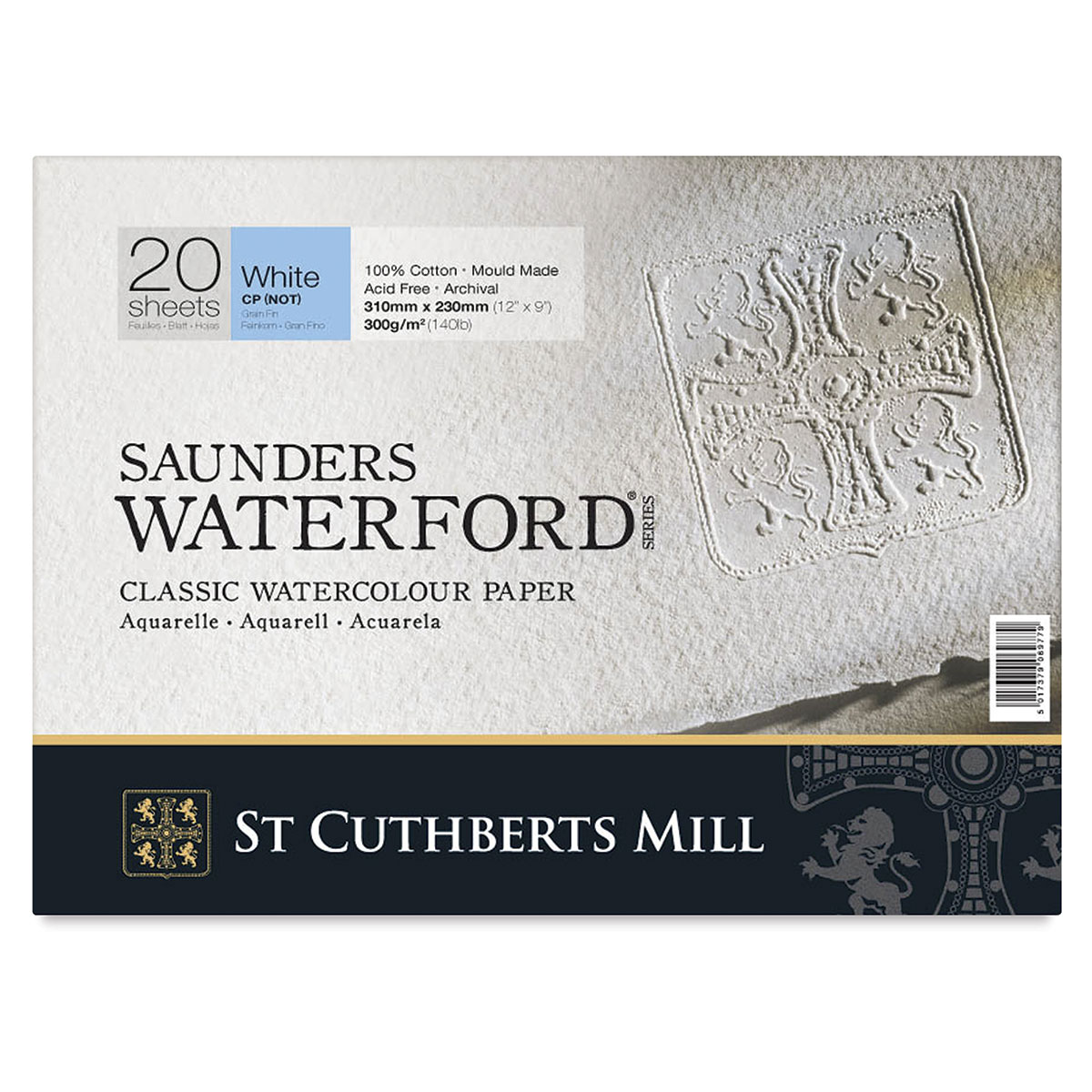 Saunders Waterford Watercolor Block - 9 x 12, Cold Press, 140 lb (300  gsm), 20 Sheet Block 